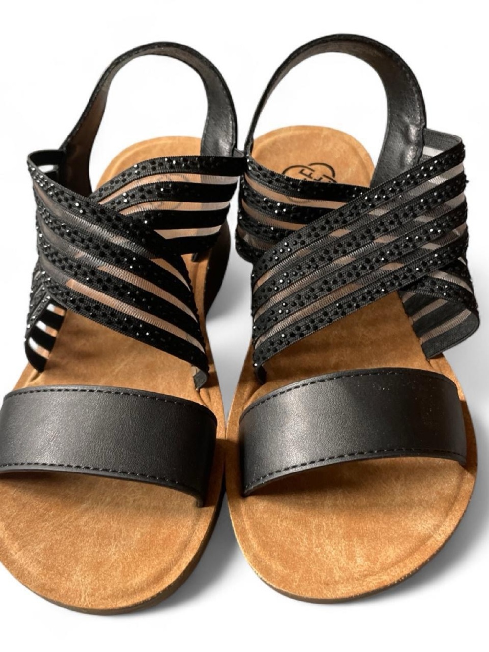 Daisy Fuentes Black Strappy Slingback Sandals with Sparkle Detail. Never worn.